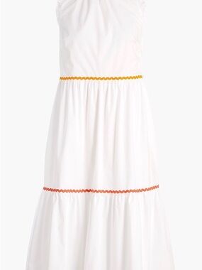 J. Crew Factory White Maxi Dress with Orange Trim